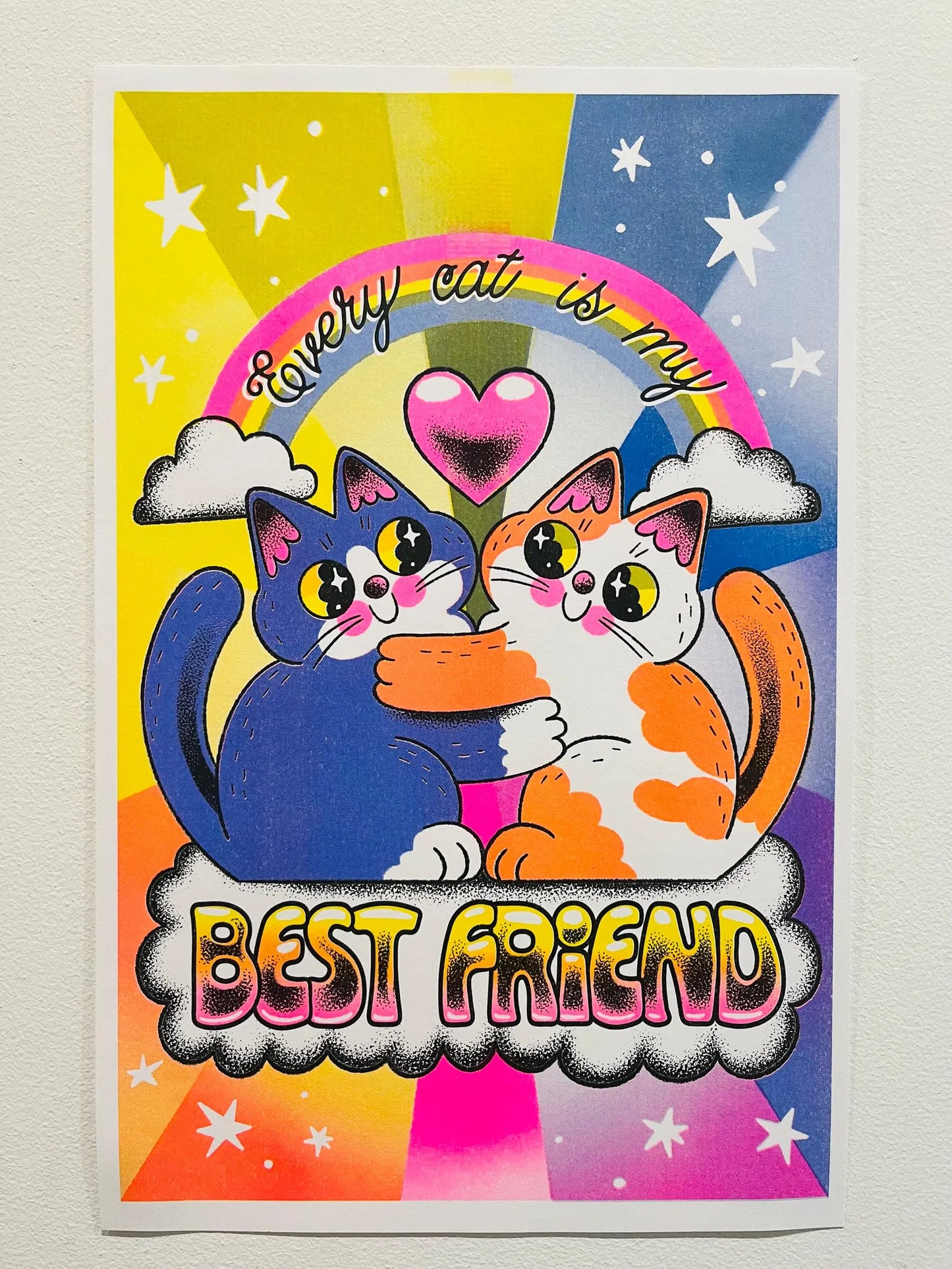 Every Cat Is My Best Friend risograph print