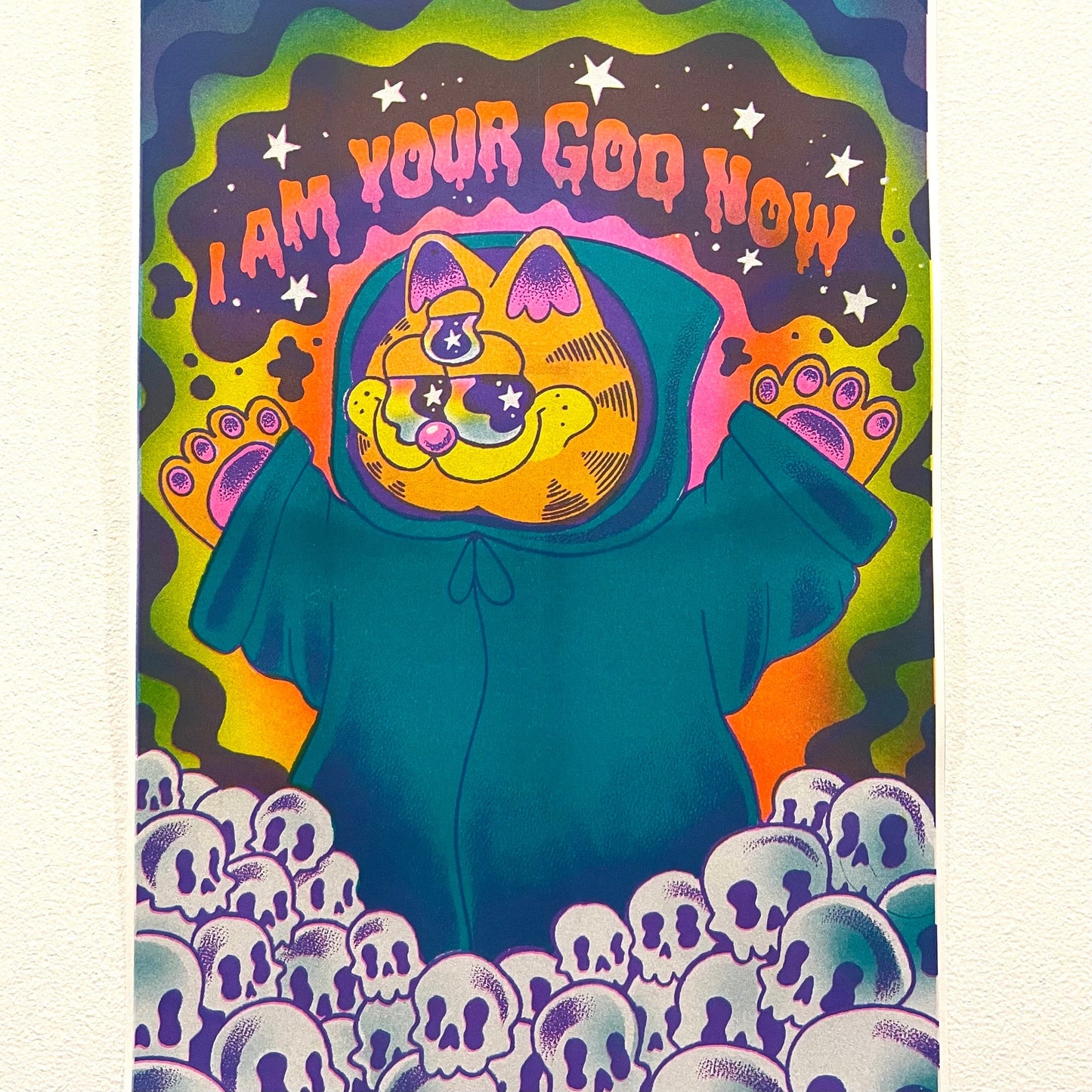 "I Am Your God Now" risograph print