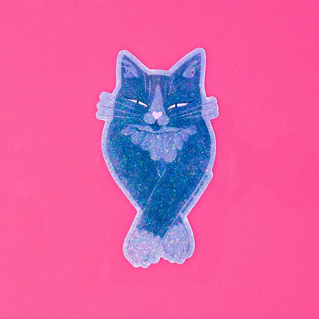 Slow Blink Cat Sparkle Sticker