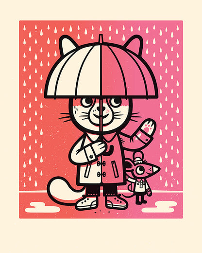 “Umbrella Cat" screen print